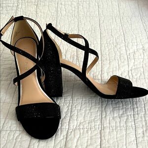 Kelly & Kate Elegant Black Rhinestone Strappy Heels, Paloona Sandal